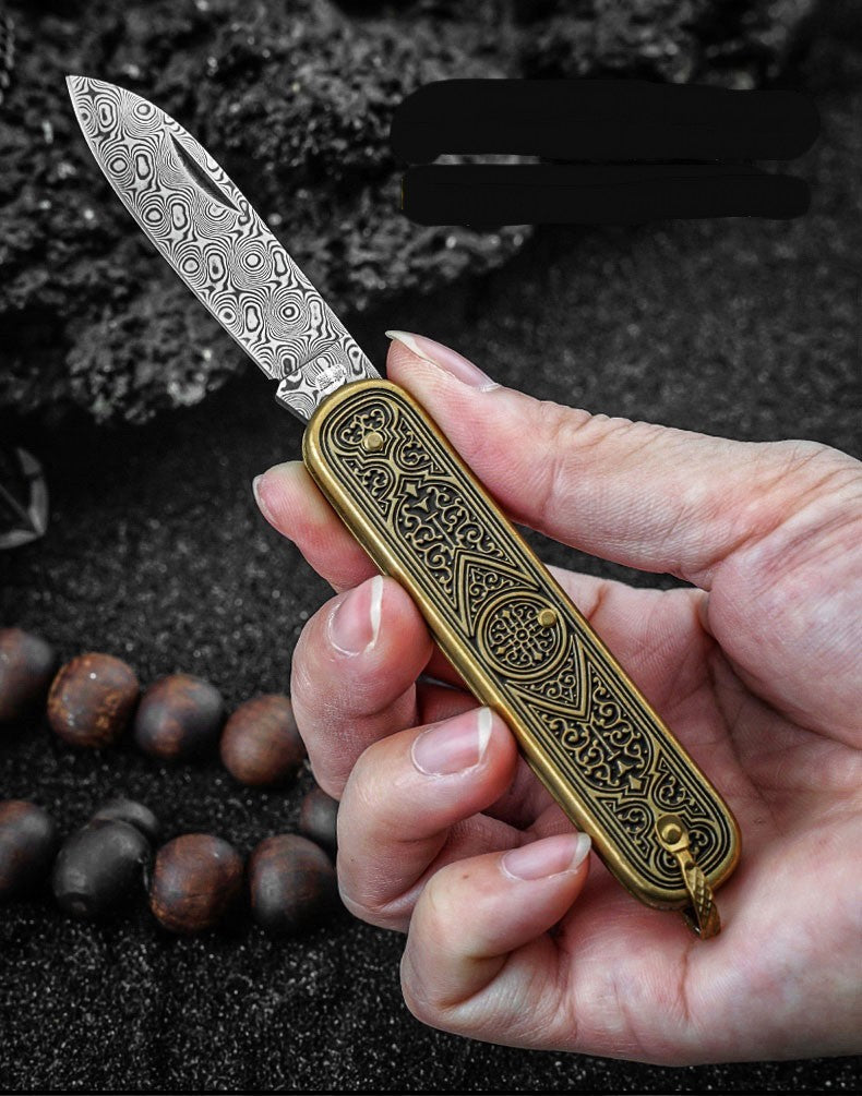 Damascus Steel Mini Portable Knife