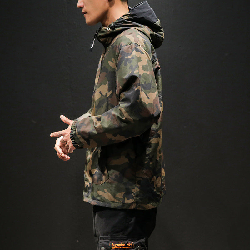 Oversized Reversible Camouflage Hooded Jacket