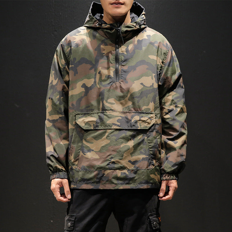 Oversized Reversible Camouflage Hooded Jacket