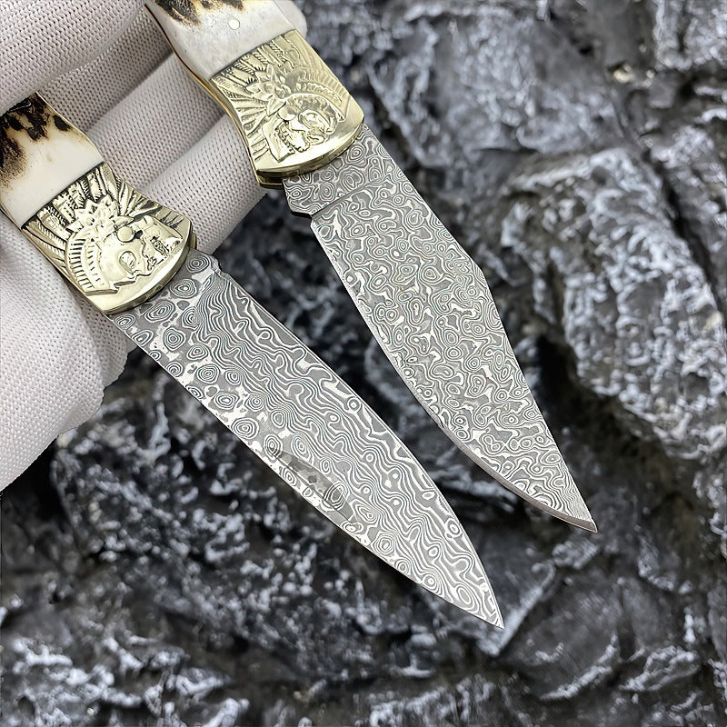 Outdoor Damascus Folding Knife