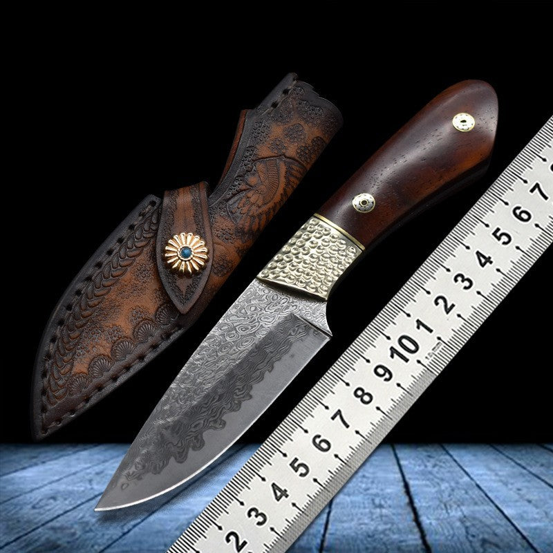 Small Straight Damascus Steel Hunting Knife