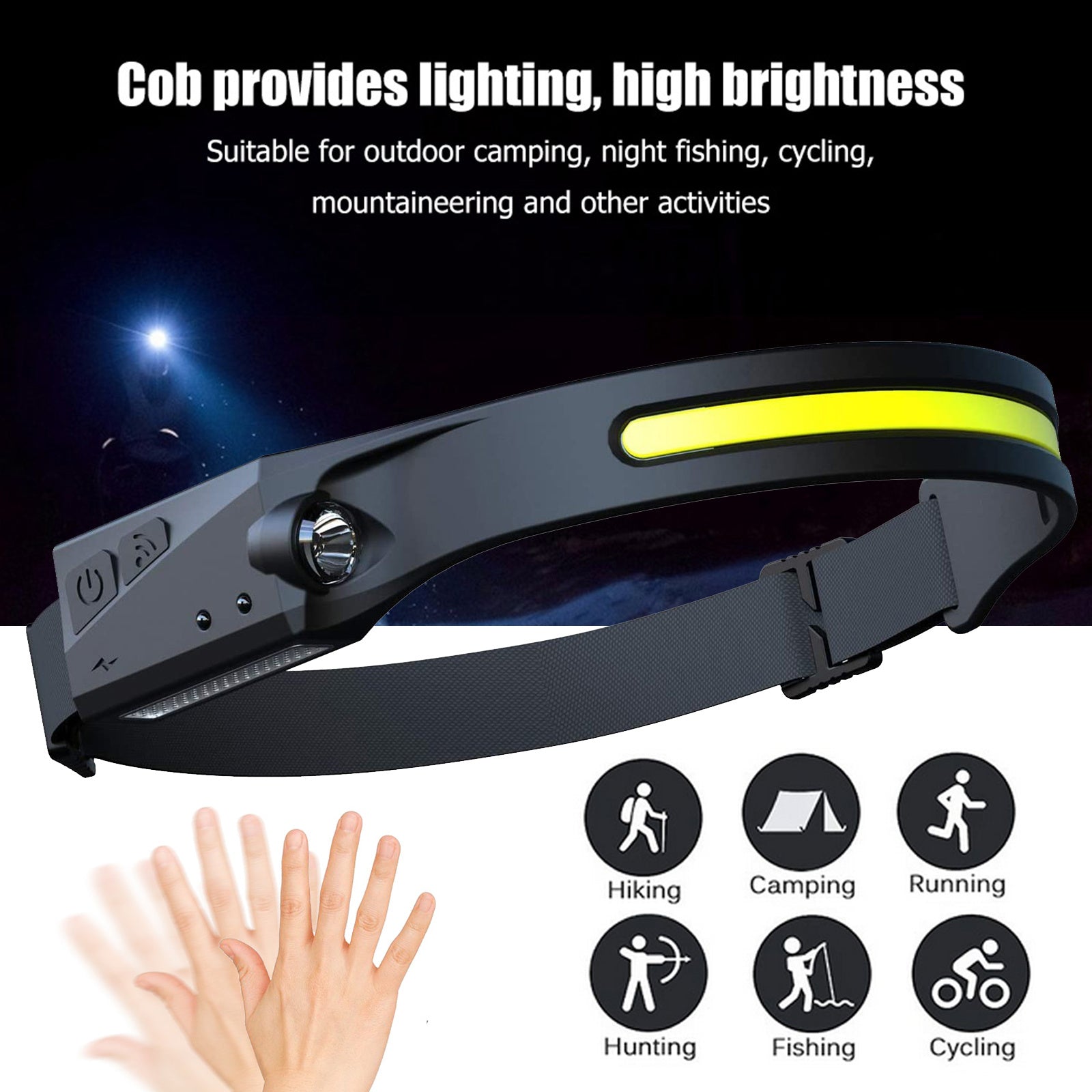 LED Induction Riding Headlamp Flashlight