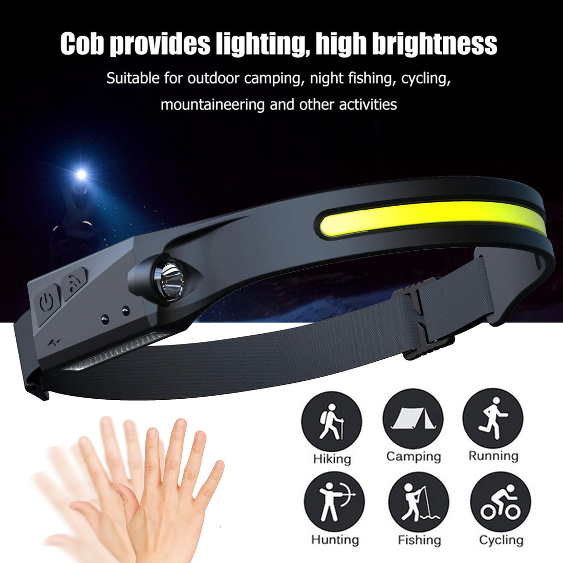LED Induction Riding Headlamp Flashlight