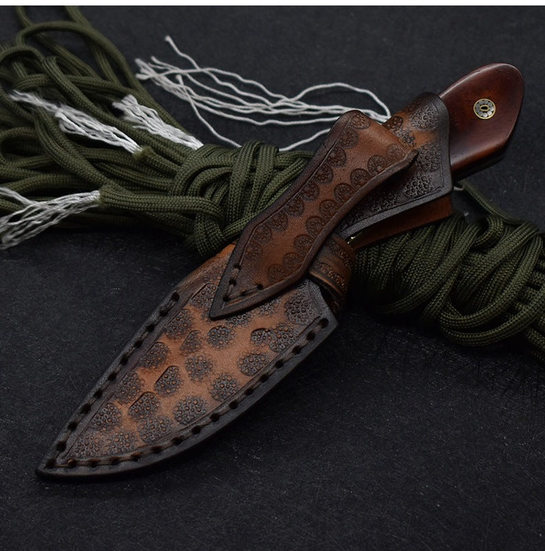 Small Straight Damascus Steel Hunting Knife