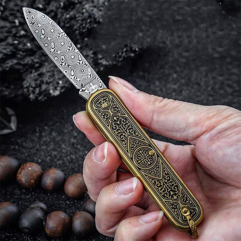 Damascus Steel Mini Portable Knife
