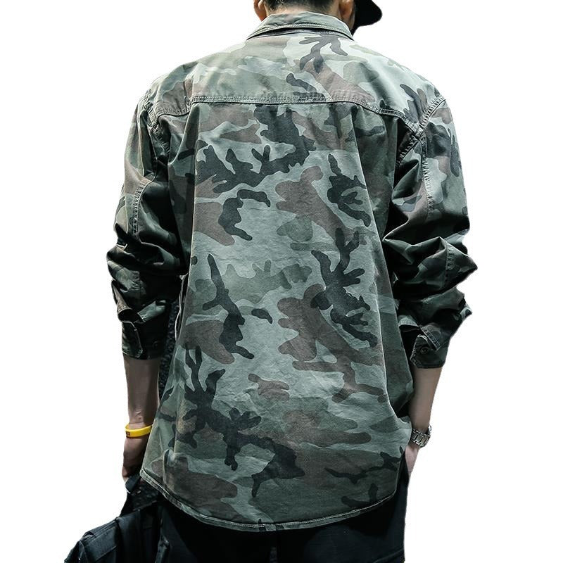 Men Camouflage Long Sleeve Tooling Shirt Jacket