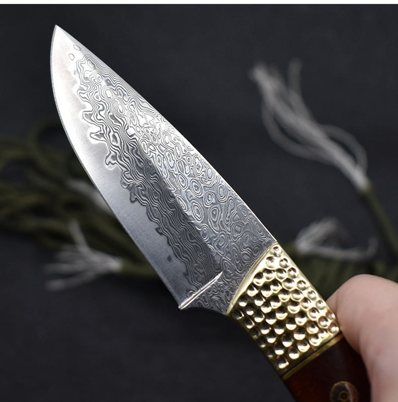 Small Straight Damascus Steel Hunting Knife