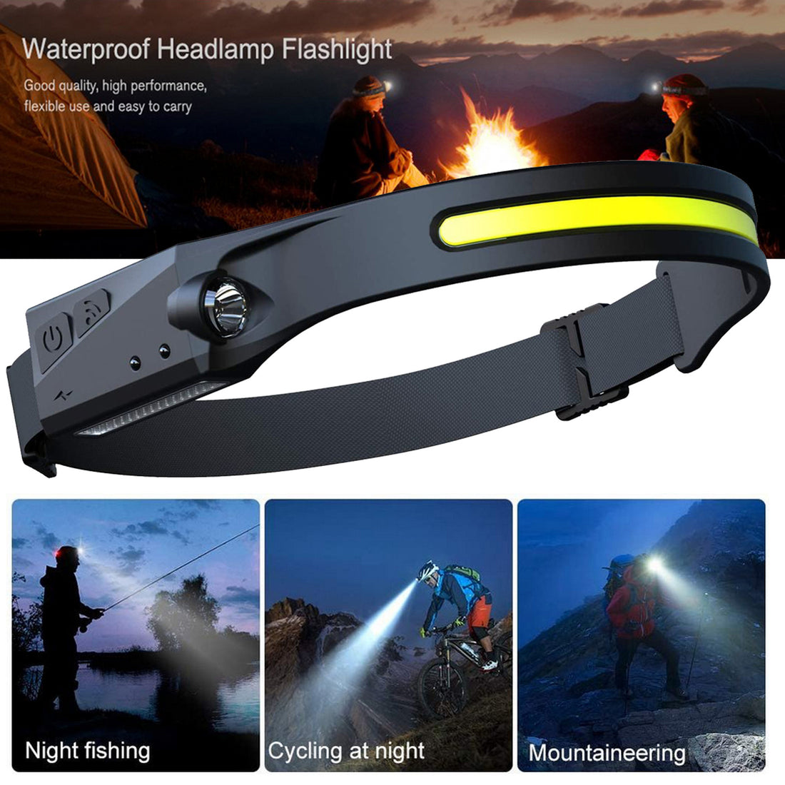 LED Induction Riding Headlamp Flashlight