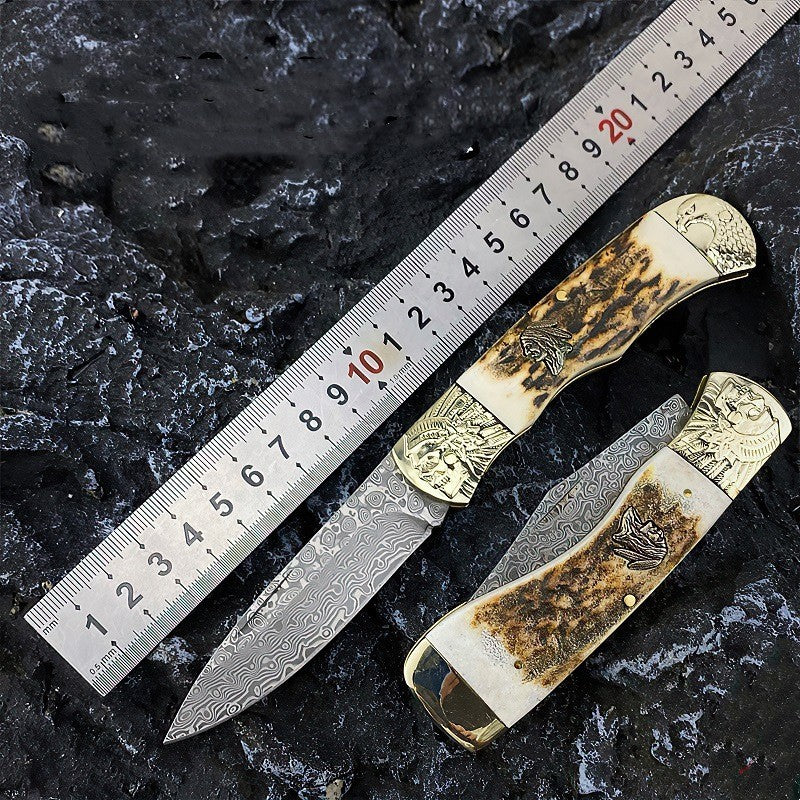 Outdoor Damascus Folding Knife
